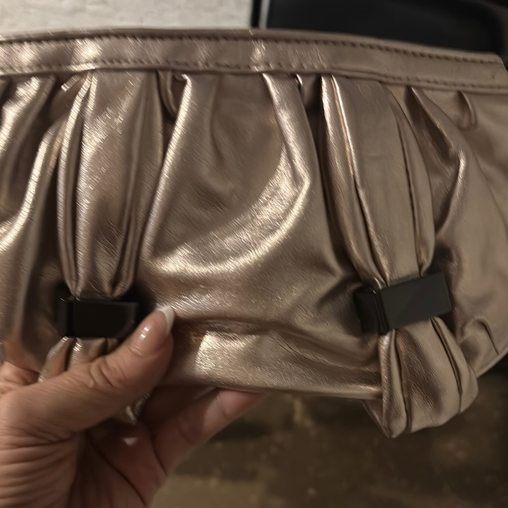 Metallic Clutch with Black Accents